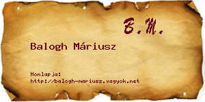 Balogh Máriusz névjegykártya